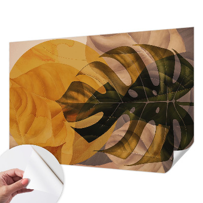 Samolepilna fototapeta za spalnico z abstraktnim motivom listov