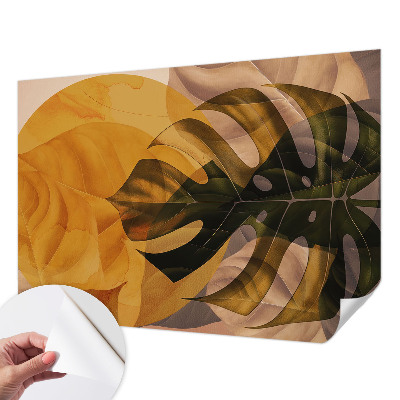 Samolepilna fototapeta za spalnico z abstraktnim motivom listov