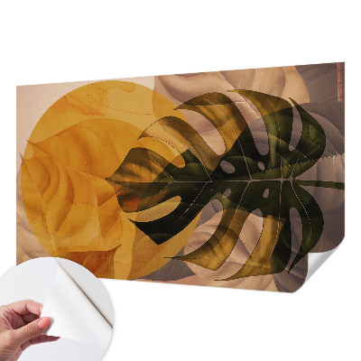 Samolepilna fototapeta za spalnico z abstraktnim motivom listov
