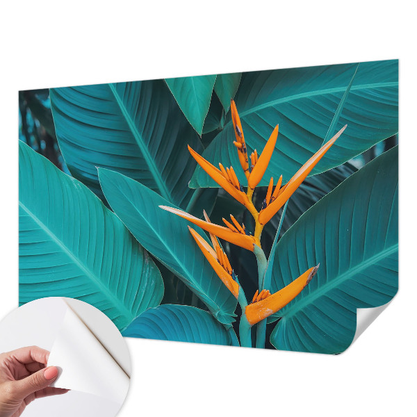 Samolepilna fototapeta za spalnico z motivom listnatih cvetov