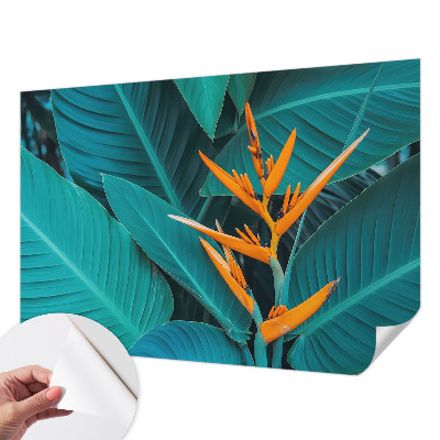 Samolepilna fototapeta za spalnico z motivom listnatih cvetov