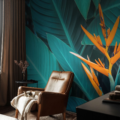 Samolepilna fototapeta za spalnico Listnati cvetovi