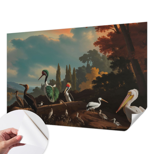Samolepilna fototapeta za dnevno sobo z motivom slikovitih ptic