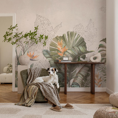 Samolepilna fototapeta za dnevno sobo Tropsko cvetje