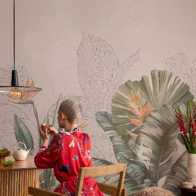 Samolepilna fototapeta za dnevno sobo Tropsko cvetje