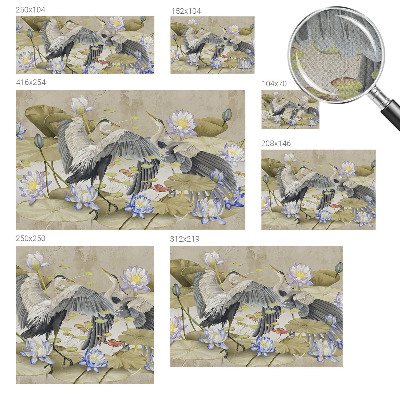 Samolepilna fototapeta za spalnico z motivom ptic in lilij