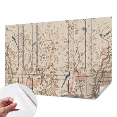 Samolepilna fototapeta za spalnico Ptice in rože