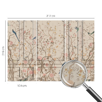 Samolepilna fototapeta za spalnico z motivom ptic in rož