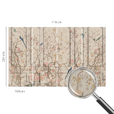 Samolepilna fototapeta za spalnico z motivom ptic in rož