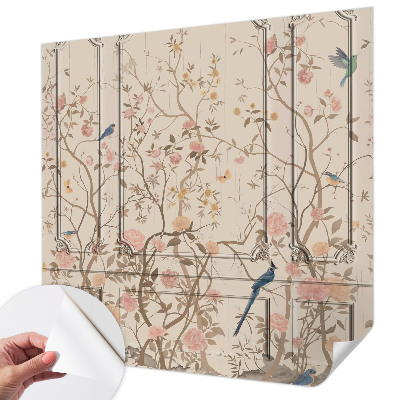 Samolepilna fototapeta za spalnico Ptice in rože