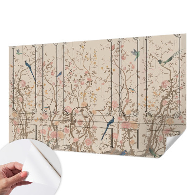 Samolepilna fototapeta za spalnico Ptice in rože