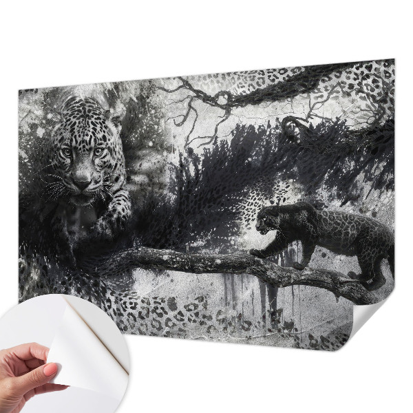 Samolepilna fototapeta za spalnico z abstraktnim motivom leopardov