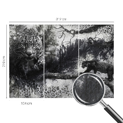 Samolepilna fototapeta za spalnico z abstraktnim motivom leopardov