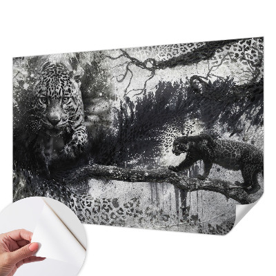 Samolepilna fototapeta za spalnico z abstraktnim motivom leopardov