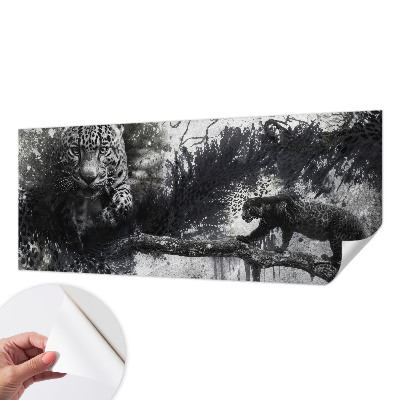 Samolepilna fototapeta za spalnico z abstraktnim motivom leopardov