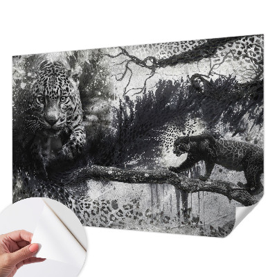 Samolepilna fototapeta za spalnico z abstraktnim motivom leopardov