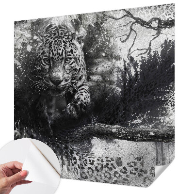 Samolepilna fototapeta za spalnico z abstraktnim motivom leopardov