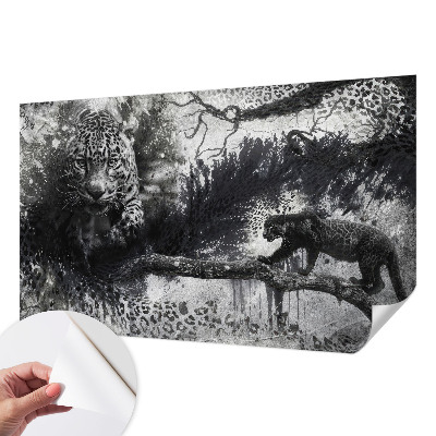 Samolepilna fototapeta za spalnico z abstraktnim motivom leopardov