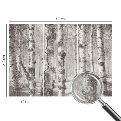Samolepilna fototapeta za spalnico z motivom brezovega gozda