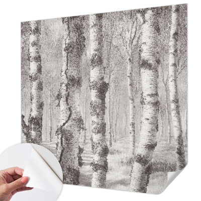 Samolepilna fototapeta za spalnico z motivom brezovega gozda