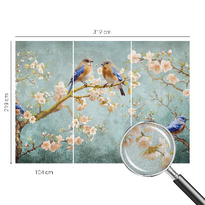 Samolepilna fototapeta za spalnico z motivom pomladnih ptic