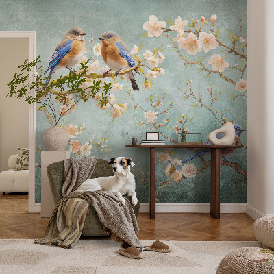 Samolepilna fototapeta za spalnico Pomladne ptice
