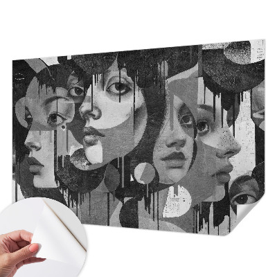 Samolepilna fototapeta za dnevno sobo z motivom ženskih obrazov