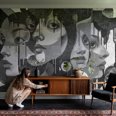 Samolepilna fototapeta za dnevno sobo Ženski obrazi