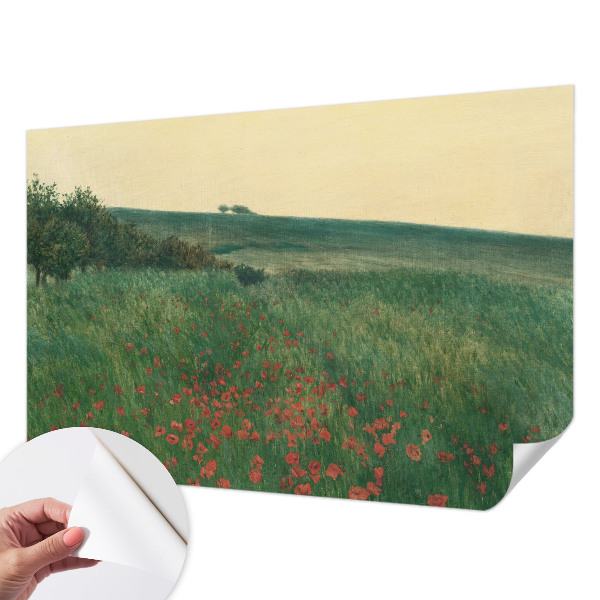 Samolepilna fototapeta za dnevno sobo z motivom makovih polj