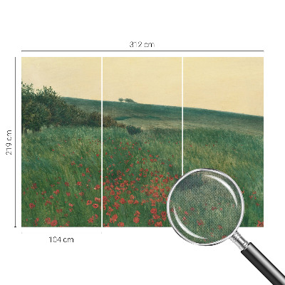 Samolepilna fototapeta za dnevno sobo z motivom makovih polj