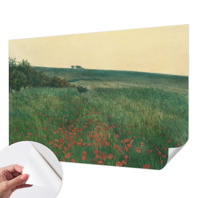 Samolepilna fototapeta za dnevno sobo z motivom makovih polj