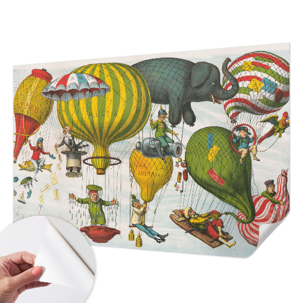 3D fototapeta z motivom potovanja z balonom