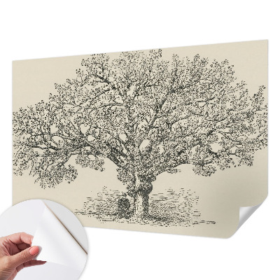 Samolepilna fototapeta za dnevno sobo z ilustracijo drevesa
