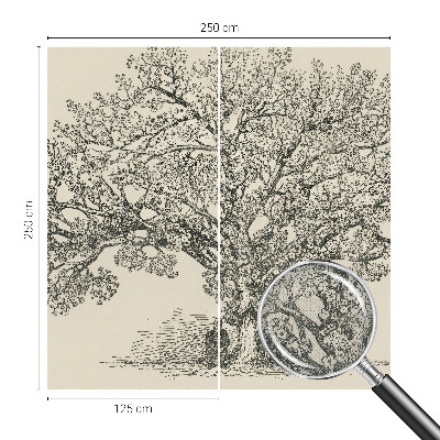 Samolepilna fototapeta za dnevno sobo z ilustracijo drevesa
