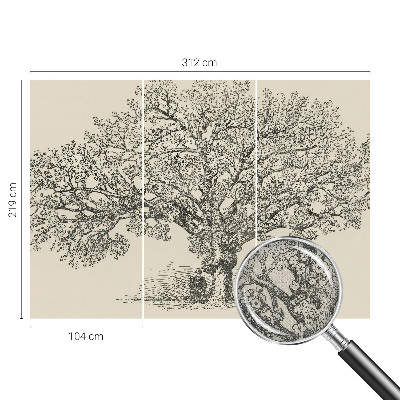 Samolepilna fototapeta za dnevno sobo z ilustracijo drevesa