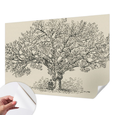 Samolepilna fototapeta za dnevno sobo z ilustracijo drevesa