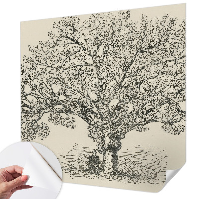 Samolepilna fototapeta za dnevno sobo z ilustracijo drevesa