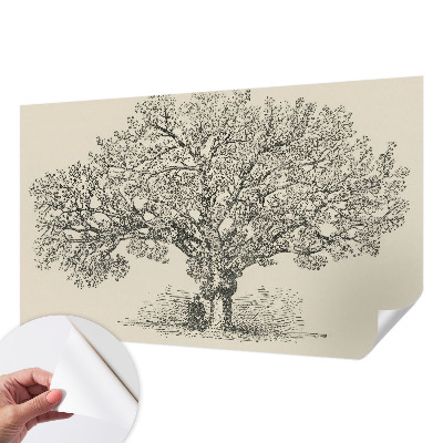 Samolepilna fototapeta za dnevno sobo z ilustracijo drevesa