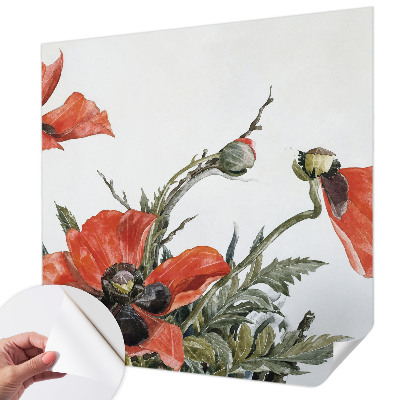 Samolepilna fototapeta za dnevno sobo Rdeči maki