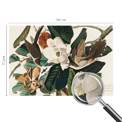 Samolepilna fototapeta za dnevno sobo z motivom magnolijskih ptic
