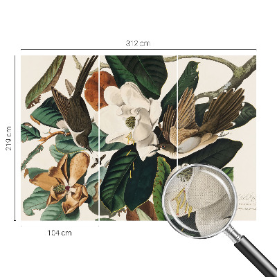 Samolepilna fototapeta za dnevno sobo z motivom magnolijskih ptic