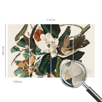 Samolepilna fototapeta za dnevno sobo z motivom magnolijskih ptic