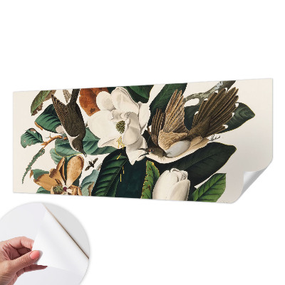 Samolepilna fototapeta za dnevno sobo z motivom magnolijskih ptic