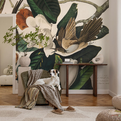 Samolepilna fototapeta za dnevno sobo Ptice magnolije