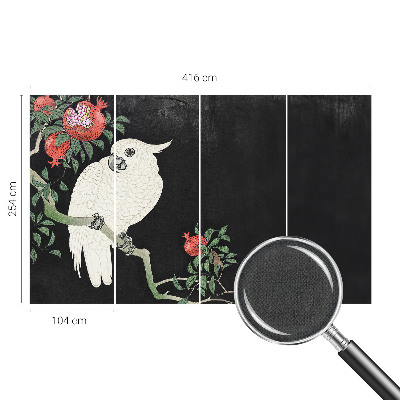 Samolepilna fototapeta za dnevno sobo Papiga iz granatnega jabolka