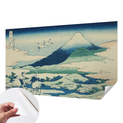 3D fototapeta z motivom žerjavov in gora