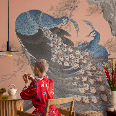 Samolepilna fototapeta za dnevno sobo Pavja eleganca