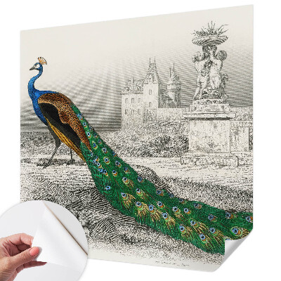 Samolepilna fototapeta za spalnico z motivom barvitega perja
