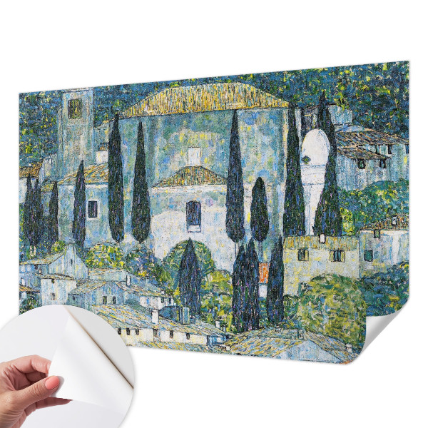 Samolepilna fototapeta za spalnico z motivom cipresnih hiš