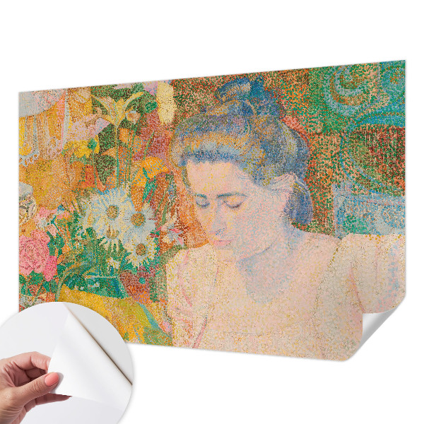 Samolepilna fototapeta za dnevno sobo z motivom cvetličnega portreta
